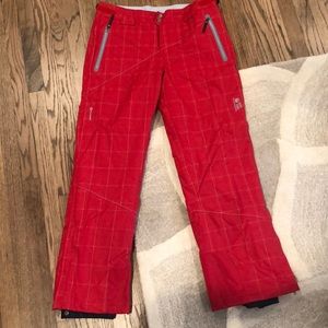 mountain hardware red ski/snow pants